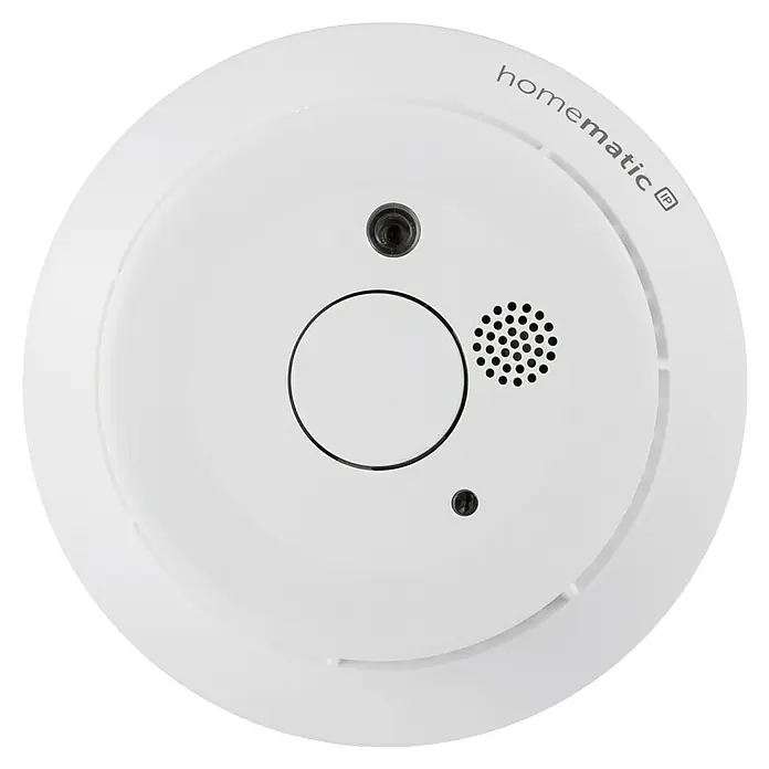 Homematic IP Starter-Set Rauchwarnmelder HmIP-SK4 - 1 x Access Point, 3 x Rauchmelder, 1 x Netzwerkkabel, 1 x Steckernetzteil, 6 x Batterie (fest verbaut), 1 x Deckenhalter, 1 x Montagezubehör - Ein runder, weißer Homematic IP Rauchmelder mit Sensoren und Lautsprecher zur frühzeitigen Branderkennung und Alarmierung.