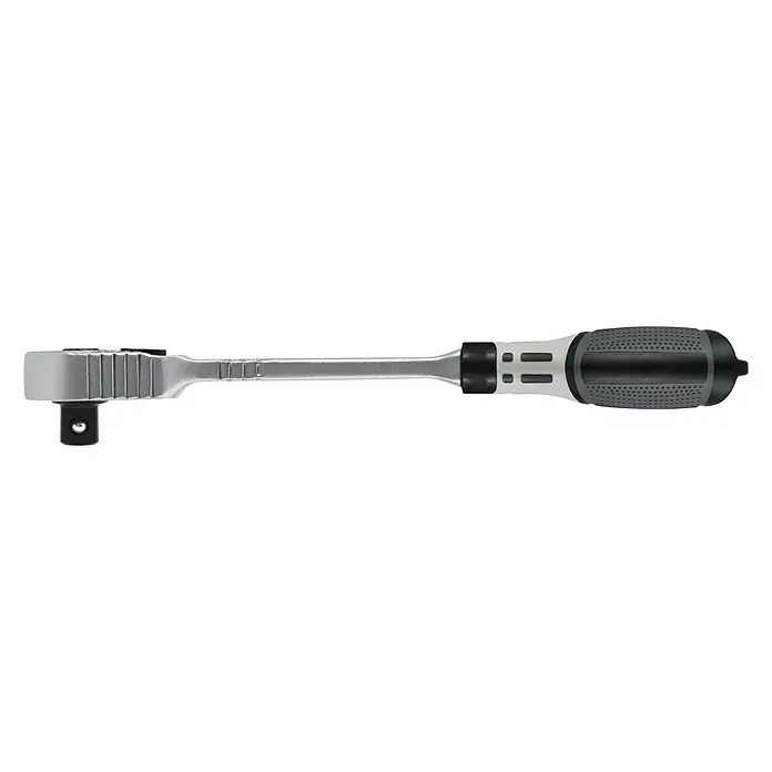 Matador Umschaltknarre Z90 - Antriebsgröße: ½″, Länge: 275 mm - Abbildung einer Knarre mit grauem und schwarzem Griff, einem Werkzeug für Schraubarbeiten. Ideal für Profis und Heimwerker.