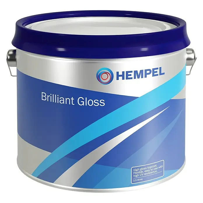 Hempel Bootslack Brilliant Gloss - Pure Weiß, 2,5 l - Dose Hempel Brilliant Gloss Lackfarbe. Hochglänzender Decklack, flexibel, einfach zu verwenden und UV-beständig, Inhalt 2,5 Liter.