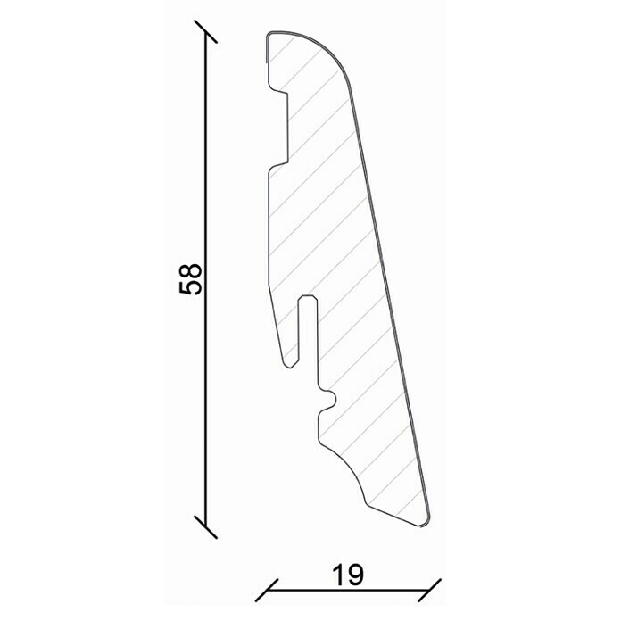 Sockelleiste FU60L Uni Weiß2,4 m x 19 mm x 58 mm, Gerade Unknown