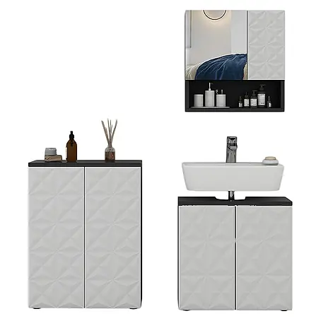 Vicco  Badmöbel-Set Edge Schwarz 3 Teile