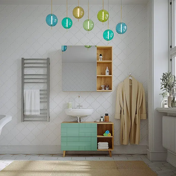 Vicco Badmöbel-Set Rudi Mintgrün 2 Teile - Gesamtbreite Badmöbel: 90 cm, Mintgrün, Matt
