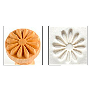 Sello con relieve (2,5 x 2,5 cm, Madera, Flor)