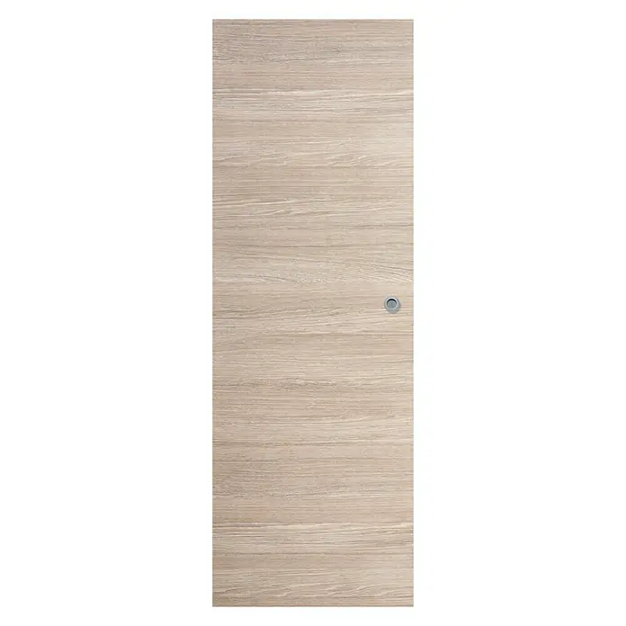 Solid Elements Puerta corredera de madera Roble Gris - 72,5 x 203 cm, Roble Gris, Maciza, Con uñero - Puerta corredera de madera con veta horizontal y manija redonda. Puerta elegante y ahorradora de espacio para interiores modernos.