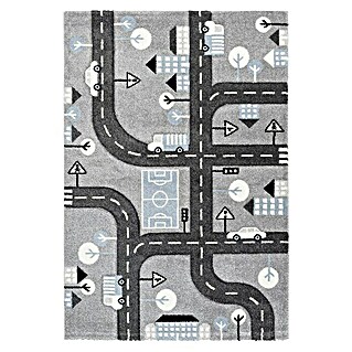 Kayoom Kinderteppich Straßenverkehr (Silber, 170 x 120 cm, 100 % Polypropylen)