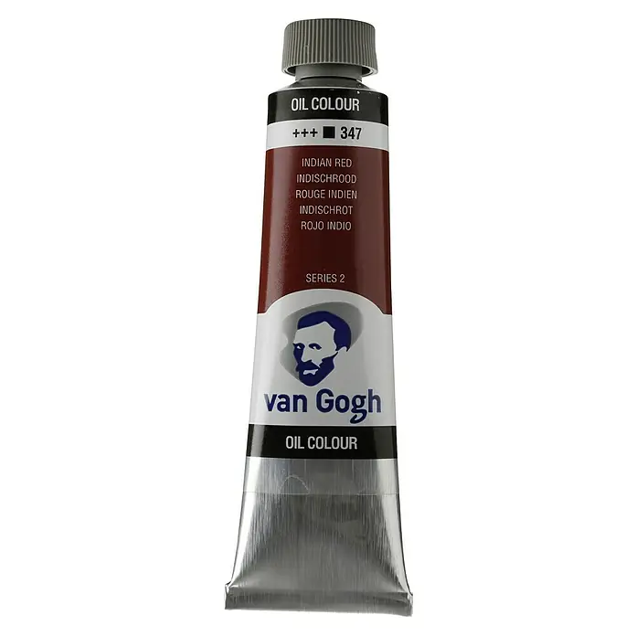 Talens Van Gogh Pintura al óleo - Rojo indio, 40 ml, Tubo - Imagen de un tubo de pintura al óleo Van Gogh en rojo indio, serie 2, número 347, perfecto para artistas y aficionados a la pintura.