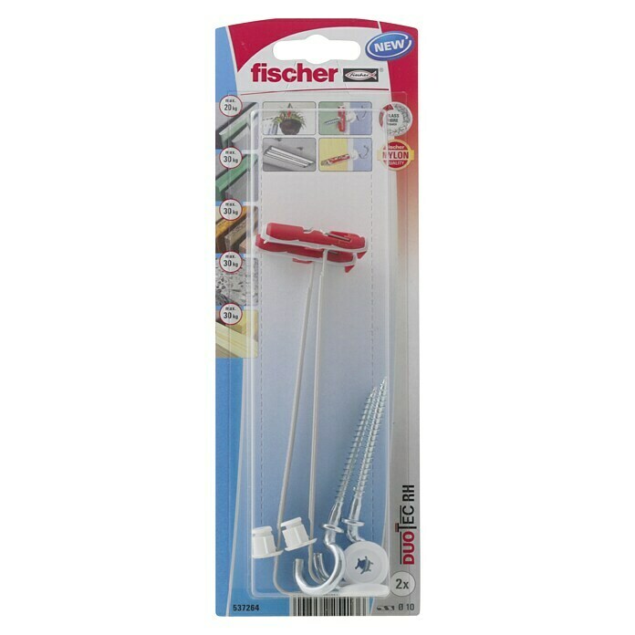Fischer Duotec Taco basculante 10 RH (Diámetro taco: 10 mm, Longitud taco: 40 mm, Específico para: Placas de yeso laminado, 2 uds., Con tornillos/ganchos)