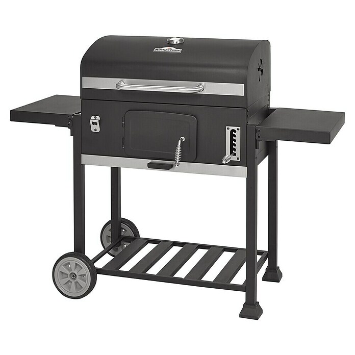 Kingstone Ahumador Black Angus XXL (Con carro para herramientas, Superficie parrilla: 70 x 43,5 cm)
