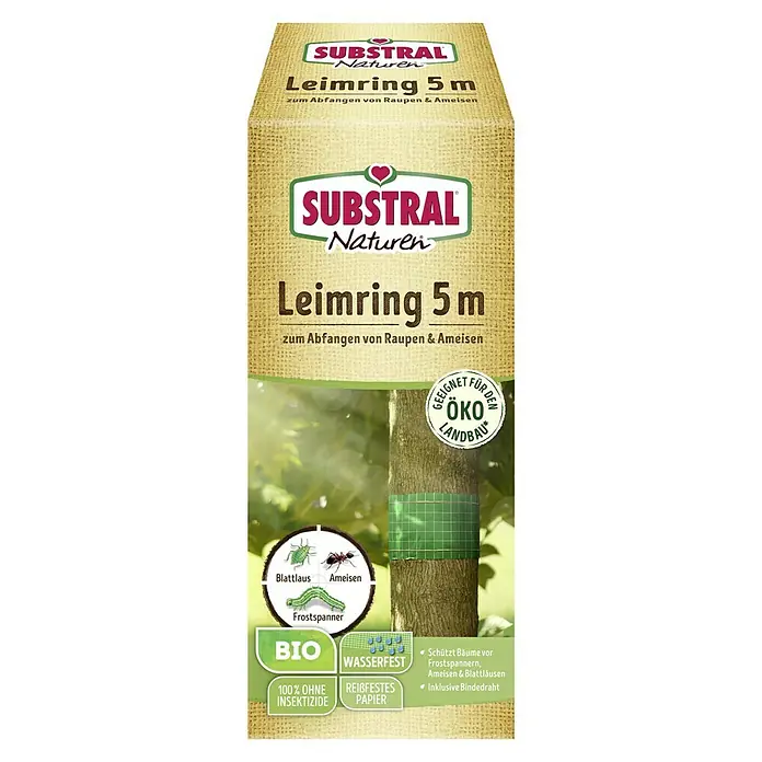 Substral Naturen Leimring - 5 m - Produktverpackung Substral Naturen Leimring 5 m zur Abwehr von Raupen und Ameisen, ideal für den ökologischen Landbau und ohne Insektizide.