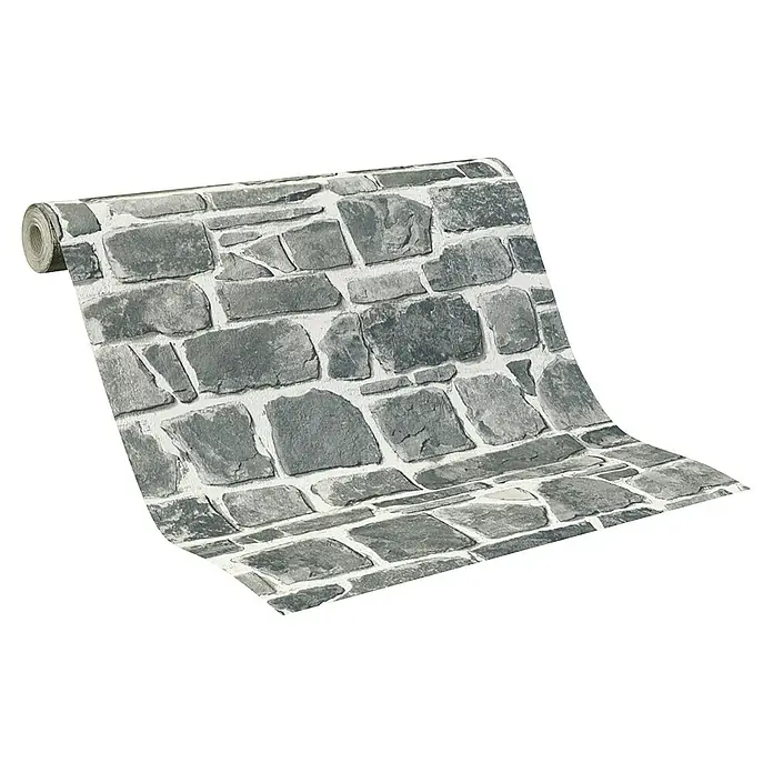 Rasch Papiertapete - Grau, Steinoptik, 10,05 x 0,53 m - Rolle Steintapete mit realistischer Steinoptik. Ideal für die individuelle Wandgestaltung im Innenbereich und verleiht jedem Raum eine rustikale Note.