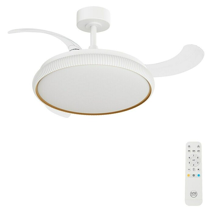 Arte confort Ventilador de techo Ruvik (Blanco, 107 cm, 25,5 W, Blanco cálido) | BAUHAUS
