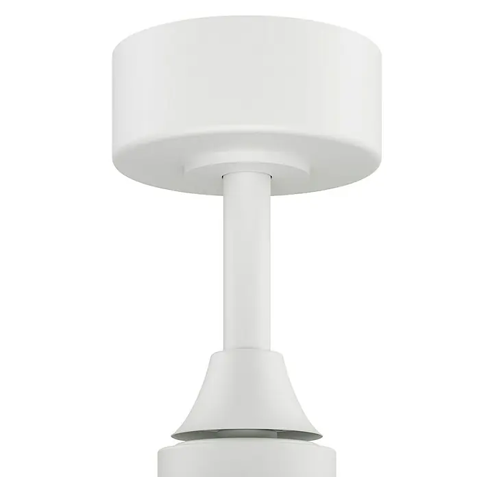 Arte confort Ventilador de techo Ruvik M - Blanco, 107 cm, 25,5 W, Blanco cálido - Primer plano de una lámpara de techo blanca y elegante, que muestra su diseño minimalista y líneas limpias. Ideal para espacios de vida contemporáneos.