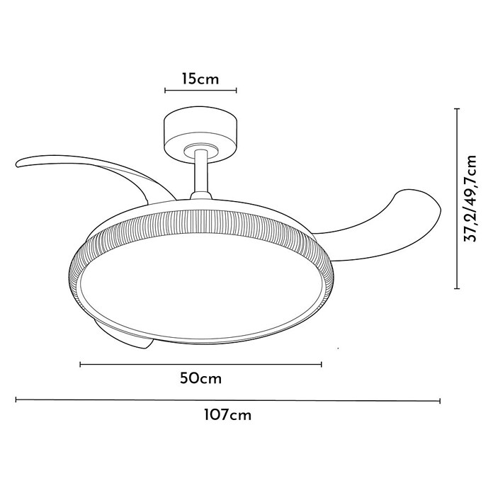 Arte confort Ventilador de techo Ruvik (Blanco, 107 cm, 25,5 W, Blanco cálido) | BAUHAUS