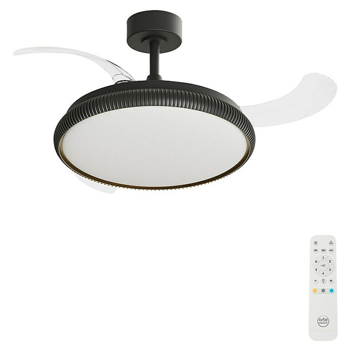 Arte confort Ventilador de techo Ruvik M (Negro, 107 cm, 25,5 W, Blanco cálido) | BAUHAUS