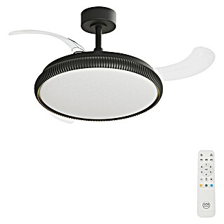 Arte confort Ventilador de techo Ruvik M (Negro, 107 cm, 25,5 W, Blanco cálido)