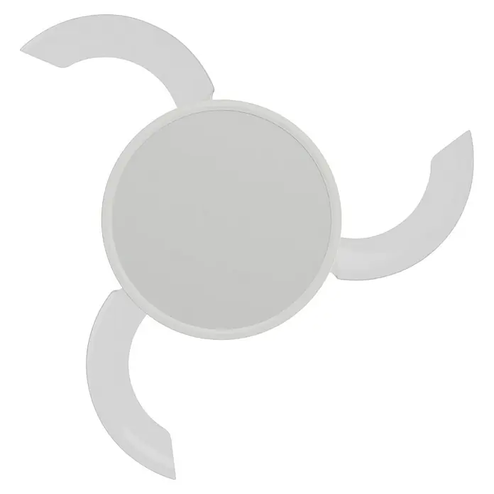 Arte confort Ventilador de techo Vetra S - Blanco, 91 cm, 30 W, Blanco cálido - Vista superior de un ventilador de techo blanco con tres aspas. Su diseño sencillo es un complemento perfecto para los espacios modernos.