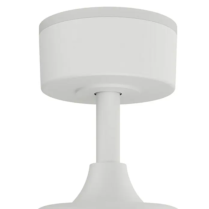 Arte confort Ventilador de techo Vetra S - Blanco, 91 cm, 30 W, Blanco cálido - Primer plano de una lámpara de pared blanca con pantalla cilíndrica y soporte delgado. Un diseño minimalista ideal para interiores modernos.
