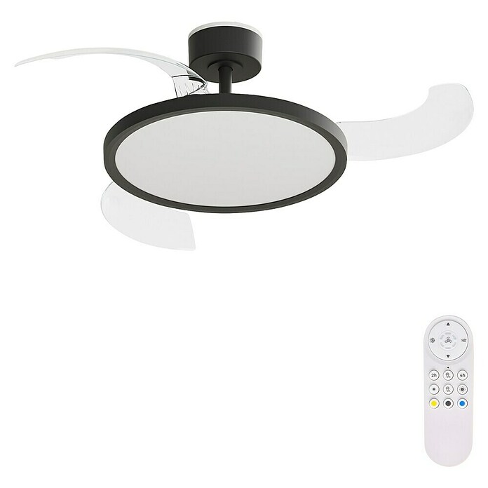 Arte confort Ventilador de techo Vetra M (Negro, 107 cm, 29,8 W, Blanco cálido) | BAUHAUS