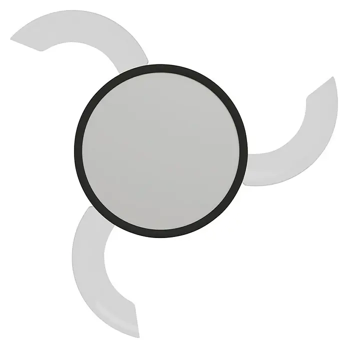 Arte confort Ventilador de techo Vetra M - Negro, 107 cm, 29,8 W, Blanco cálido - Vista superior de una mesa de centro redonda minimalista con tapa gris y patas curvas decorativas blancas.