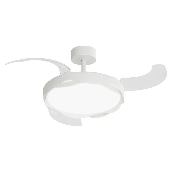 Arte confort Ventilador de techo Yeron M - Blanco, 107 cm, 29,3 W, Blanco cálido - El elegante ventilador de techo blanco combina diseño moderno y funcionalidad para una iluminación elegante.