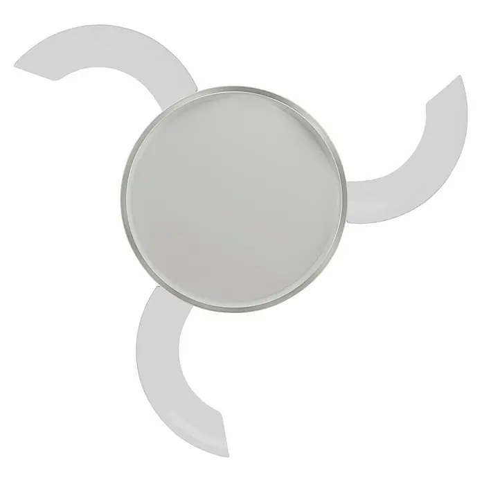 Arte confort Ventilador de techo Yeron M - Blanco, 107 cm, 29,3 W, Blanco cálido - Vista superior de una elegante bandeja con tres patas curvas, ideal para presentar creaciones culinarias.