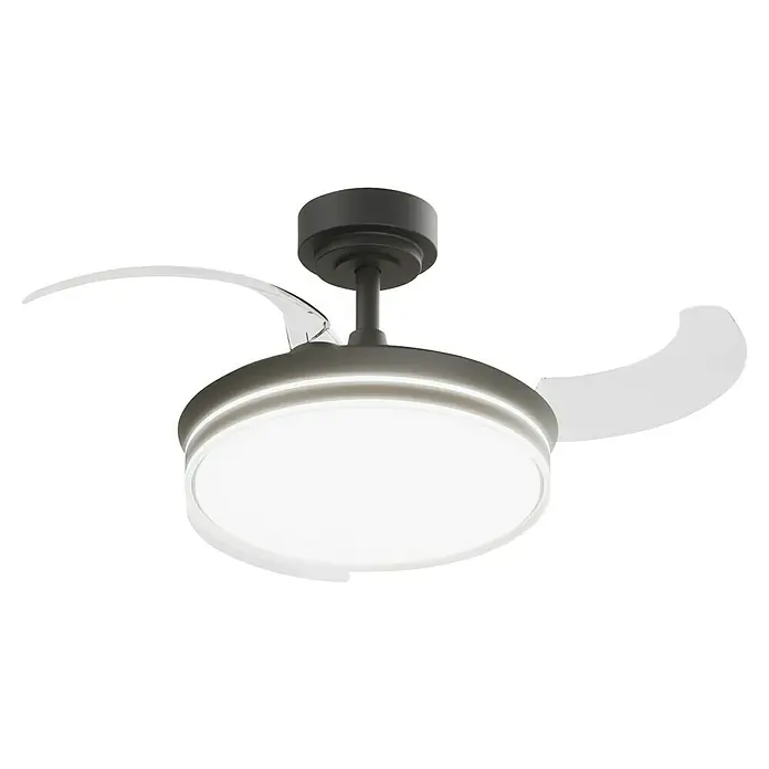 Arte confort Ventilador de techo Tivar S - Negro, 91 cm, 30 W, Blanco cálido - Ventilador de techo con luz LED integrada. El diseño moderno proporciona iluminación elegante y refrigeración confortable en cualquier habitación.