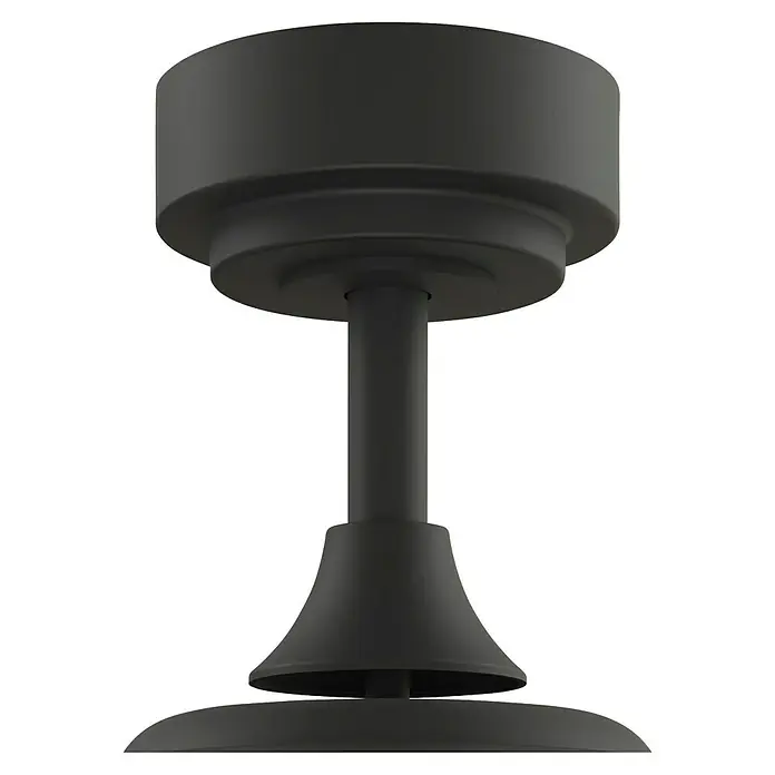 Arte confort Ventilador de techo Tivar S - Negro, 91 cm, 30 W, Blanco cálido - Primer plano de una lámpara de techo negra con una pantalla cilíndrica y una suspensión delgada, destacando un diseño moderno y minimalista.