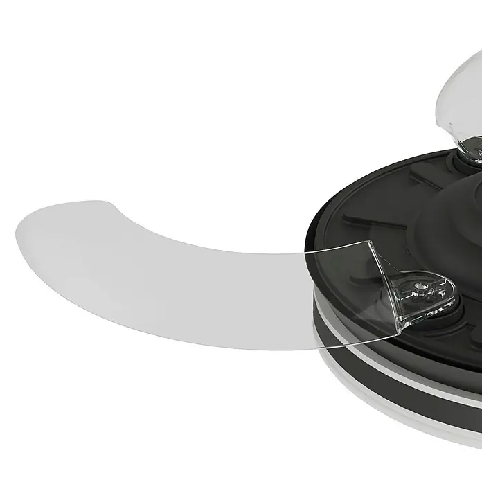 Arte confort Ventilador de techo Tivar S - Negro, 91 cm, 30 W, Blanco cálido - Primer plano de un robot de cocina negro con tapa transparente, que muestra funcionalidad y diseño moderno.