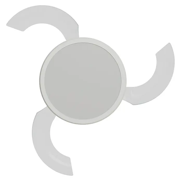 Arte confort Ventilador de techo Nuna XS - Blanco, 71 cm, 30 W, Blanco cálido - Lámpara de techo blanca moderna con tres brazos curvos que proporciona luz brillante y uniforme. Ideal para salón o dormitorio.