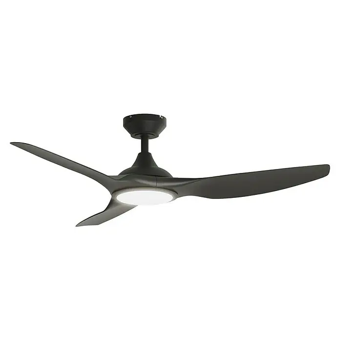 Arte confort Ventilador de techo Velez - Negro, 132 cm, 35 W, Blanco neutro - Moderna lámpara de techo con tres aspas en negro. Su diseño elegante la convierte en un elemento atractivo en cualquier habitación.