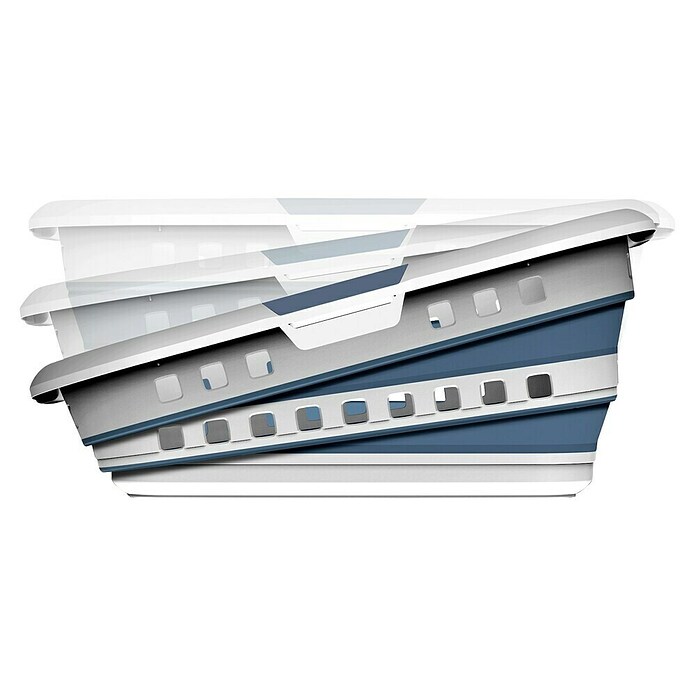 Wäschekorb faltbar (L x B x H: 61,5 x 45 x 27,8 cm, Blau / Grau, 45 l) | BAUHAUS