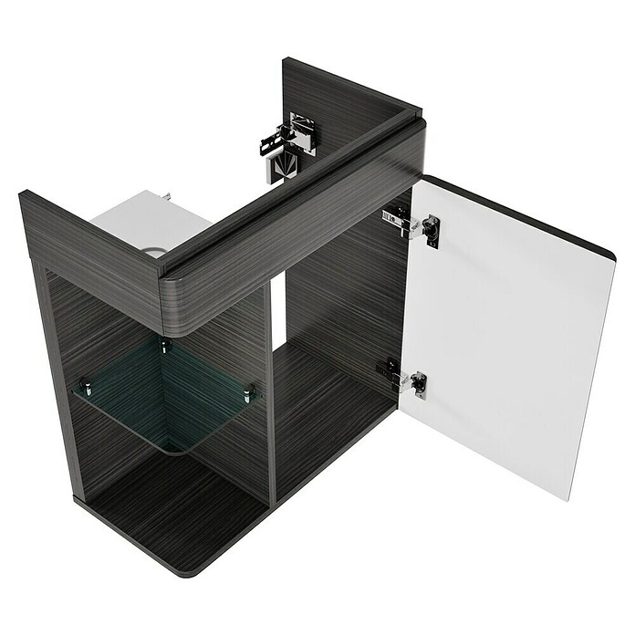 Camargue Faro Mini Waschtischunterschrank (29 x 55 x 55 cm, Bewegungsmelder mit LED-Beleuchtung, Darkoak)