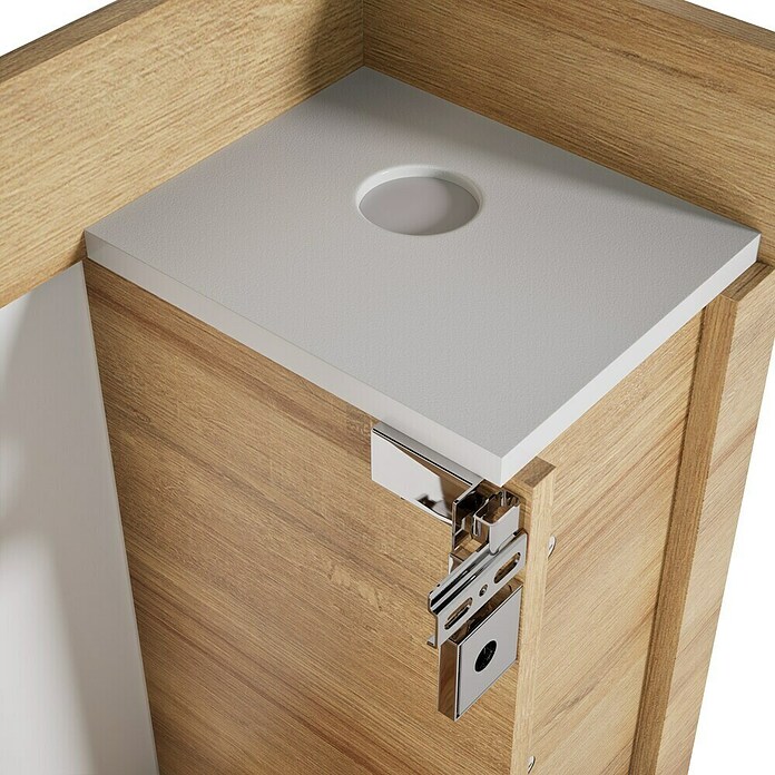 Camargue Faro Mini Waschtischunterschrank (29 x 55 x 55 cm, Bewegungsmelder mit LED-Beleuchtung, Berg Eiche)