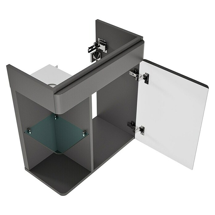Camargue Faro Mini Waschtischunterschrank (29 x 55 x 55 cm, Bewegungsmelder mit LED-Beleuchtung, Grafit)