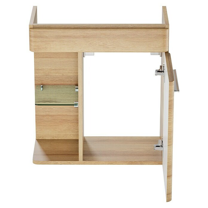 Camargue Faro Mini Waschtischunterschrank (29 x 55 x 55 cm, Bewegungsmelder mit LED-Beleuchtung, Berg Eiche)