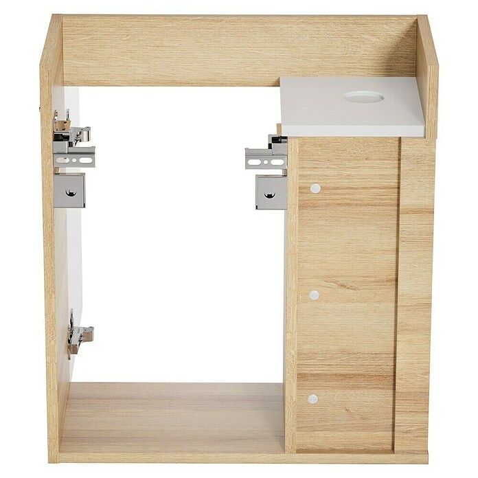 Camargue Faro Mini Waschtischunterschrank (29 x 55 x 55 cm, Bewegungsmelder mit LED-Beleuchtung, Berg Eiche)