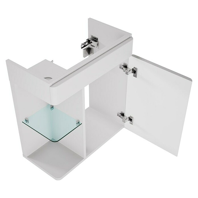 Camargue Faro Mini Waschtischunterschrank (29 x 55 x 55 cm, Bewegungsmelder mit LED-Beleuchtung, Weiß)