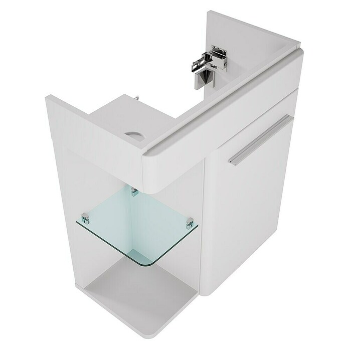 Camargue Faro Mini Waschtischunterschrank (29 x 55 x 55 cm, Bewegungsmelder mit LED-Beleuchtung, Weiß)