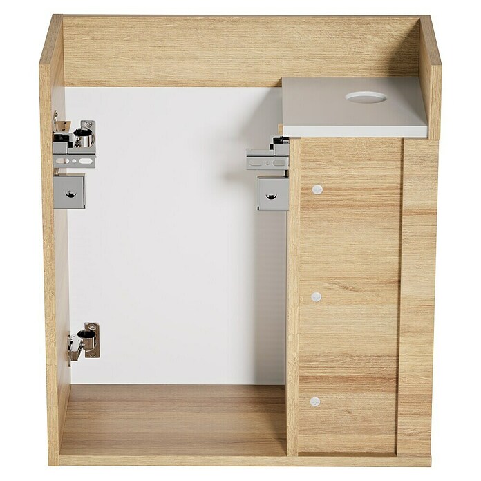 Camargue Faro Mini Waschtischunterschrank (29 x 55 x 55 cm, Bewegungsmelder mit LED-Beleuchtung, Berg Eiche)