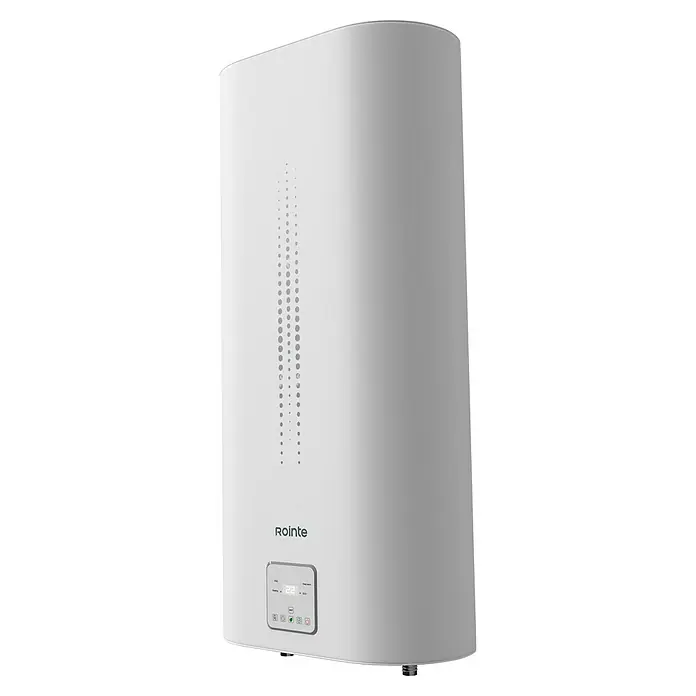 Rointe Termo eléctrico Luxe Slim - 50 l, 2.000 W, Montaje en la pared - Un elegante calentador de agua ROINTE blanco con controles digitales, diseñado para un suministro eficiente de agua caliente doméstica.