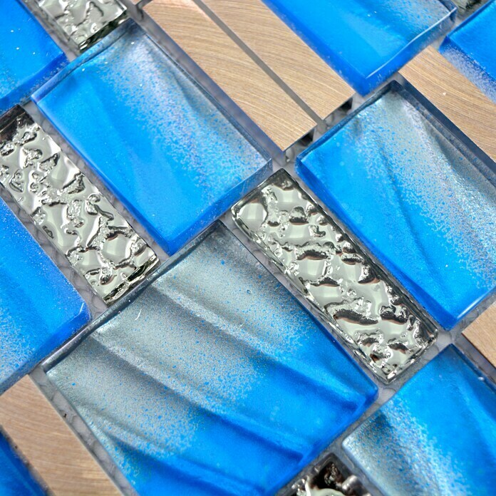 Mosaikfliese Crystal Mix XCM SUN01 (29,7 x 29,5 cm, Blau/Grau, Glänzend)