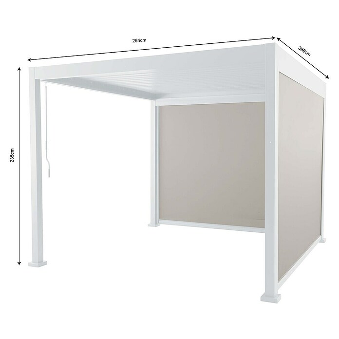 Sunfun Milos Pérgola estándar con laterales (L x An x Al: 294 x 386 x 235 cm, Aluminio, Blanco) | BAUHAUS