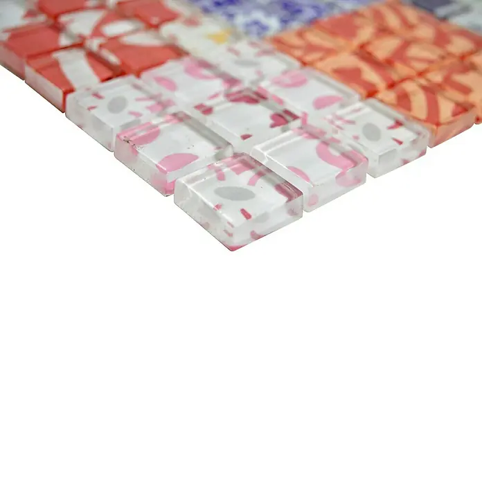 Mosaikfliese Quadrat Crystal XCM 8OP31 - 30 x 30 cm, Mehrfarbig, Glänzend - Bunte Glasmosaikfliesen mit verschiedenen Mustern und Farben, perfekt für kreative Wand- und Bodengestaltungen.