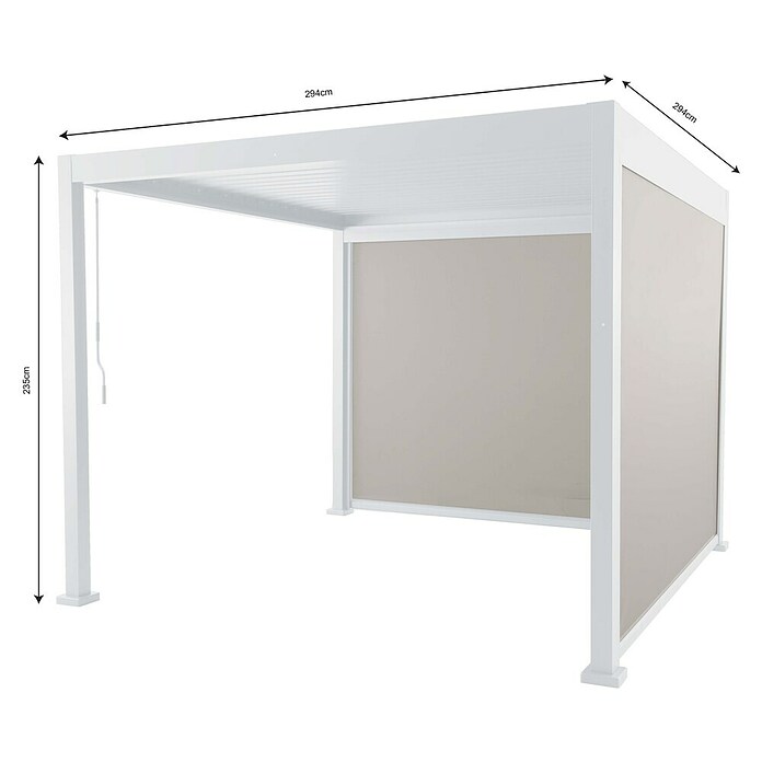 Sunfun Milos Pérgola estándar con laterales (L x An x Al: 294 x 294 x 235 cm, Aluminio, Blanco) | BAUHAUS