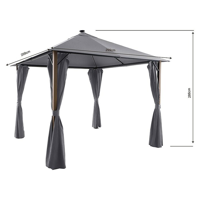 Sunfun Techo de repuesto + cortinas laterales Mauricio (An x Pr: 299 x 299 cm, Gris) | BAUHAUS
