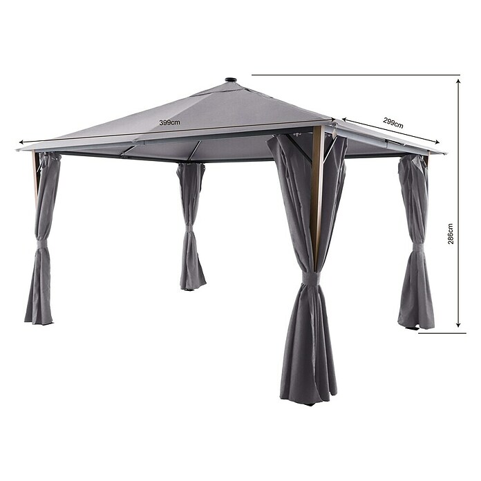 Sunfun Techo de repuesto + cortinas laterales Mauricio (An x Pr: 299 x 399 cm, Gris) | BAUHAUS