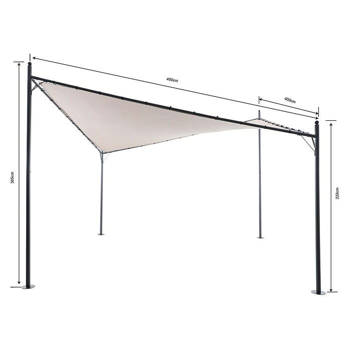 Sunfun Pérgola estándar Nassau (An x Pr: 400 x 400 cm, Color del techo: Taupe, Material del armazón: Acero) | BAUHAUS