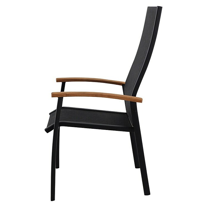 Sunfun Melina Gartensessel (B x T x H: 63 x 68 x 111 cm, Schwarz, Teak/Textilen/Aluminium, Stapelbar) | BAUHAUS