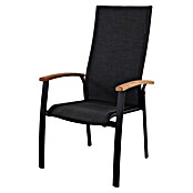 Sunfun Melina Gartensessel (B x T x H: 63 x 68 x 111 cm, Schwarz, Teak/Textilen/Aluminium, Stapelbar) | BAUHAUS