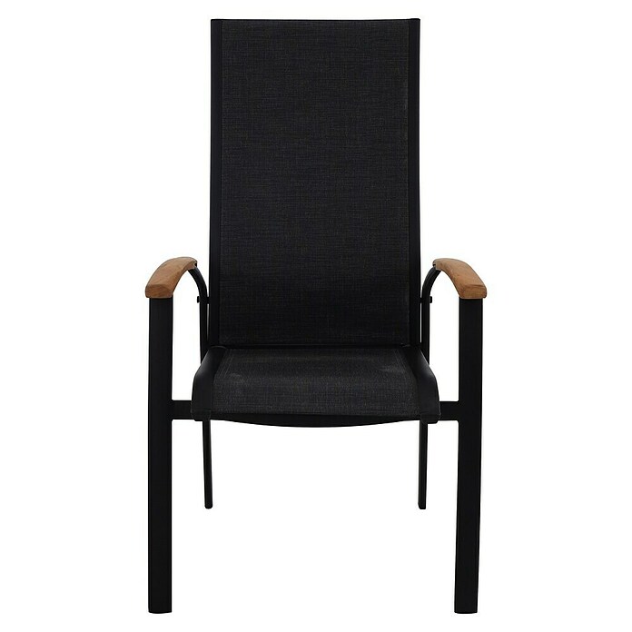Sunfun Melina Gartensessel (B x T x H: 63 x 68 x 111 cm, Schwarz, Teak/Textilen/Aluminium, Stapelbar) | BAUHAUS